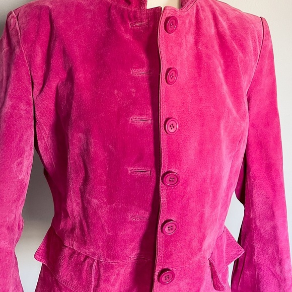 Barbiecore Hot Pink Genuine Leather Suede Jacket - Picture 2 of 6